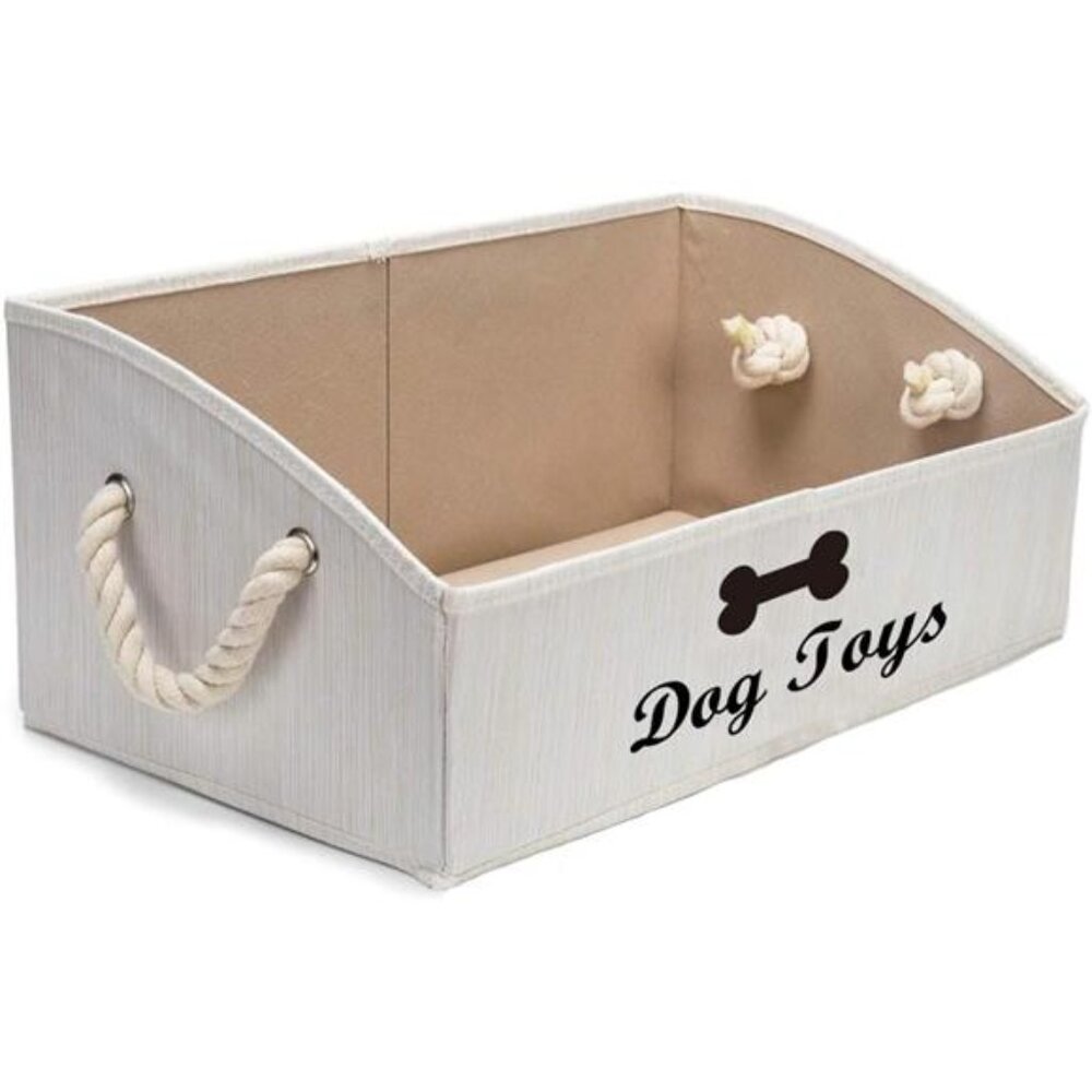 Large Dog Toys Storage Bins-Foldable Fabric Trapezoid Organizer Boxes with weave